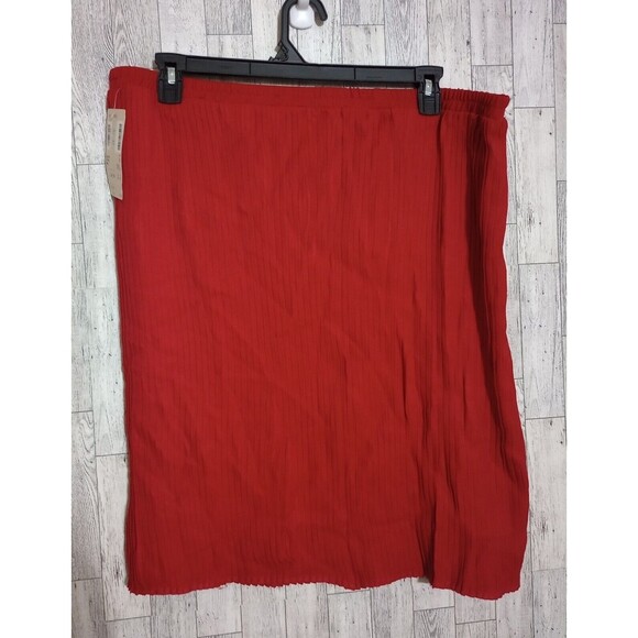 Nordstrom Skirt Pleated Elastic Waist Pull On‎ Red Size 24 NWT - Picture 1 of 3